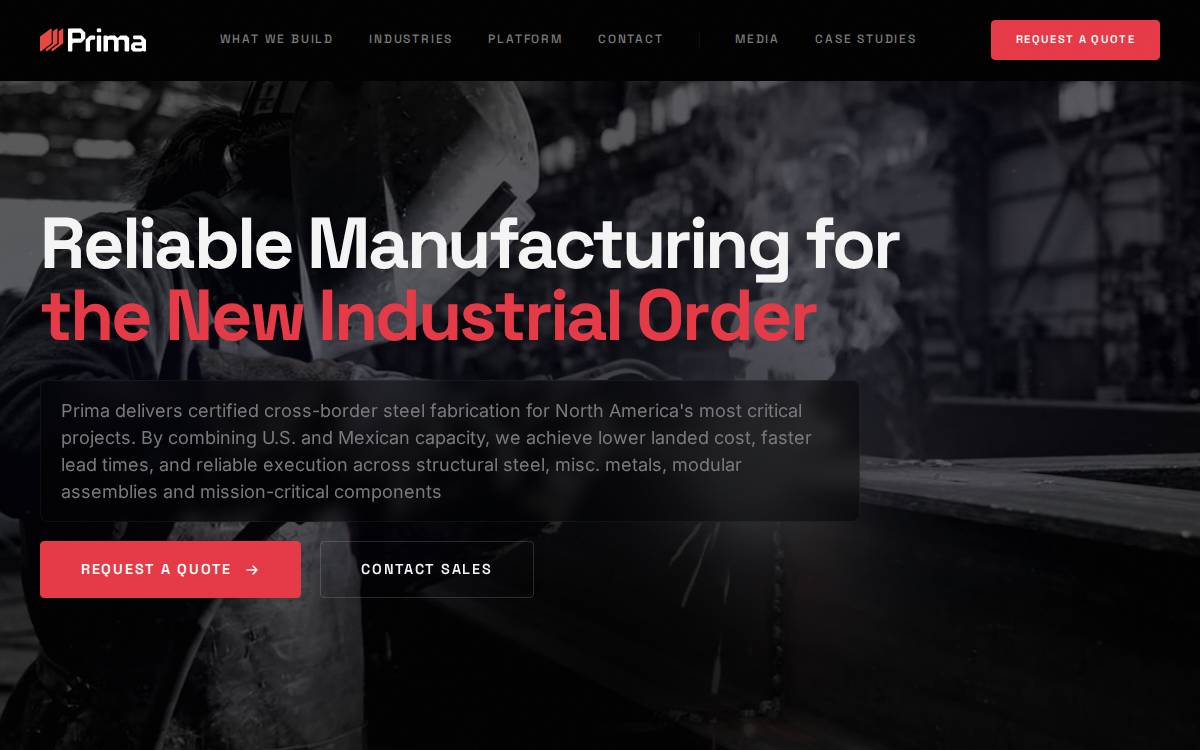 Prima website preview
