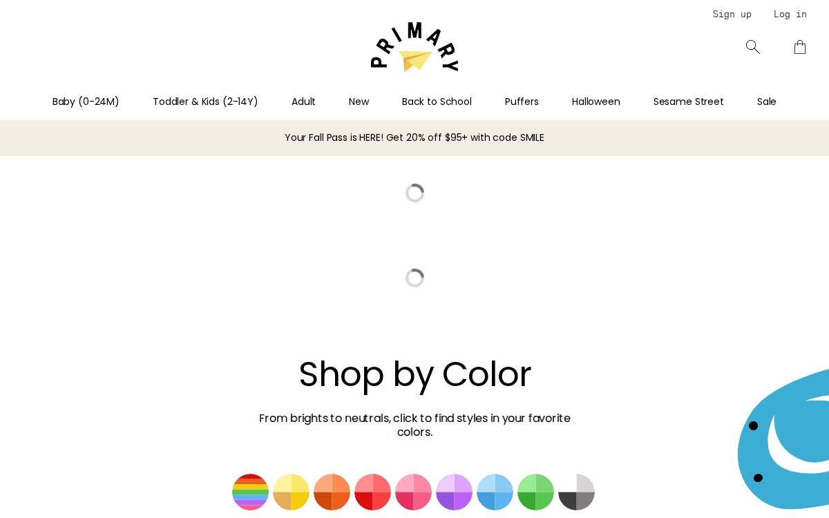 Primary Kids clothing essentials website preview