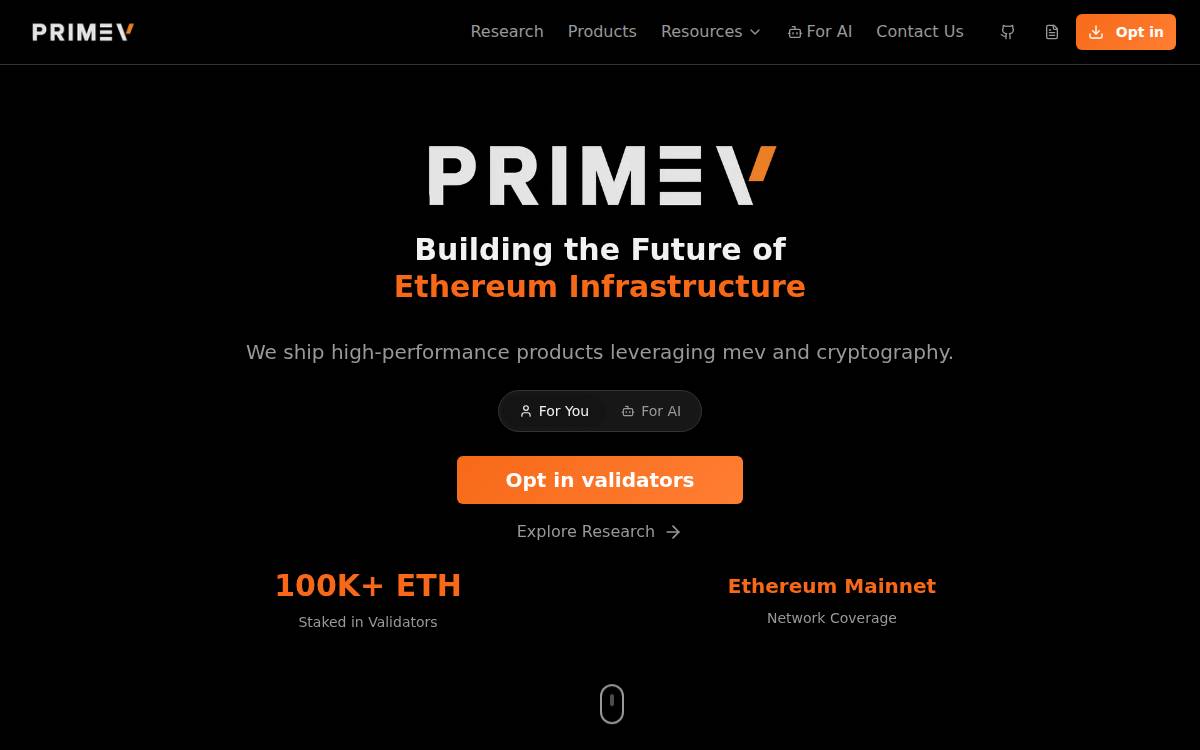 Primev website preview
