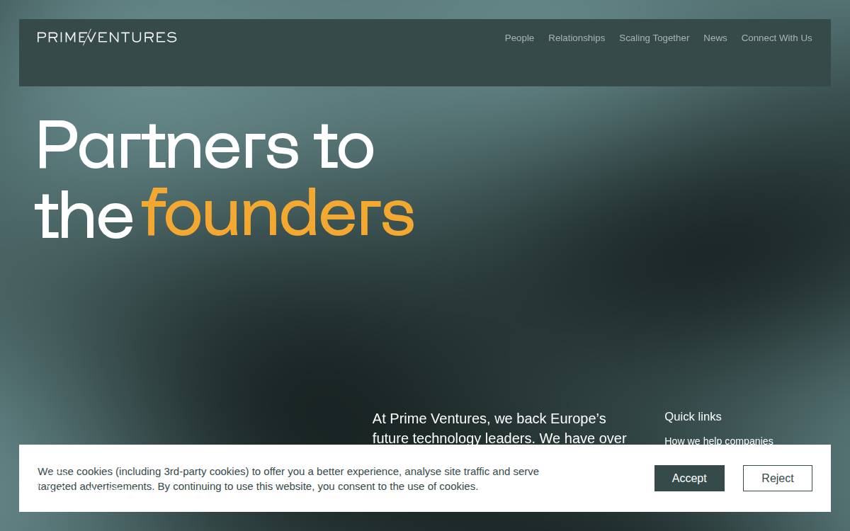 Primeventures website preview