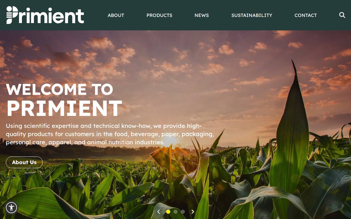 Primient website preview