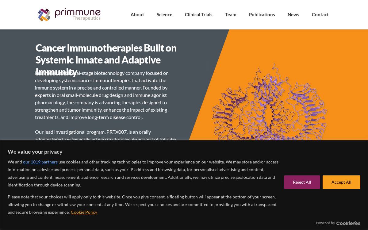 Primmune Therapeutics website preview