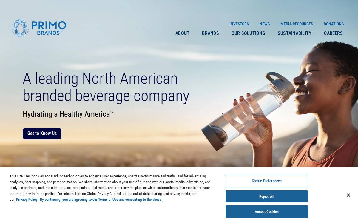 Primo Brands website preview