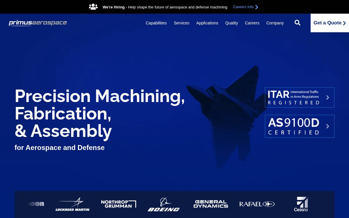 Primus Aerospace website preview