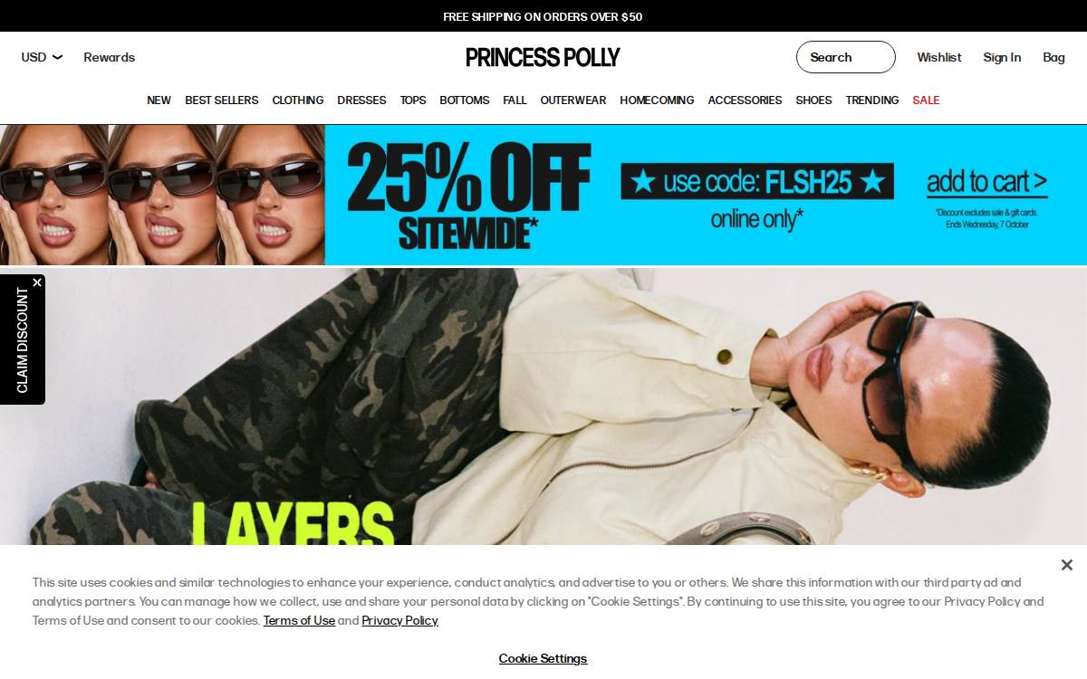 Princess Polly website preview