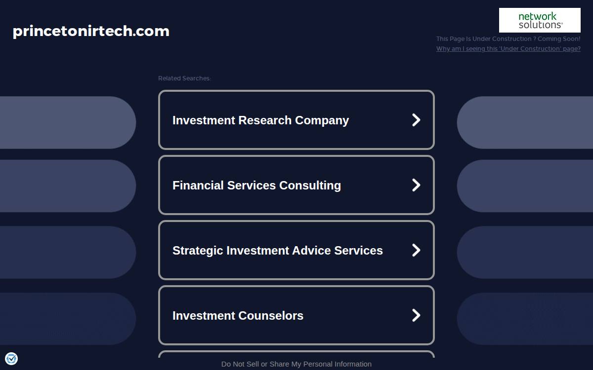 Princeton Infrared Technologies website preview