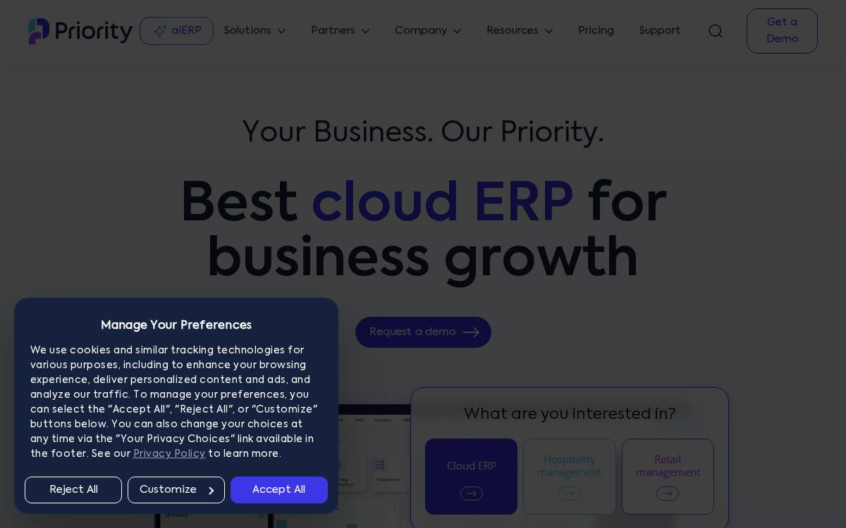 Priority Software website preview