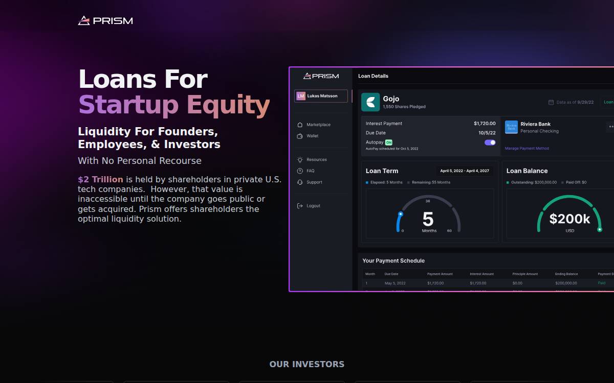 Prism website preview