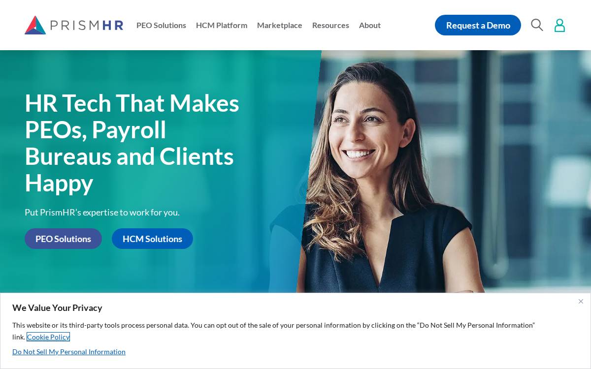 PrismHR website preview