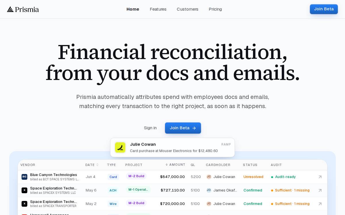Prismia website preview
