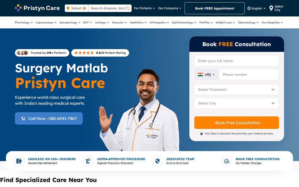 Pristyn Care website preview