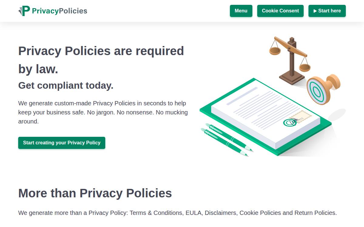 Privacy Policies website preview