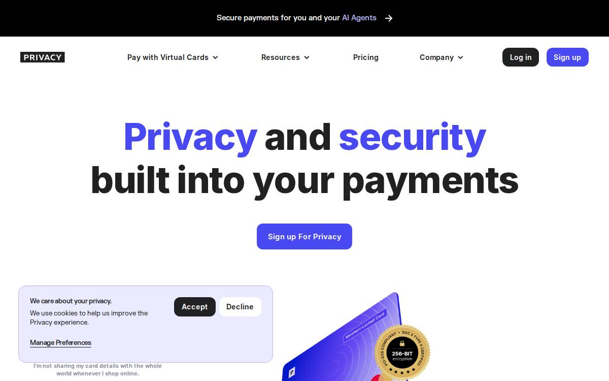 Privacy website preview