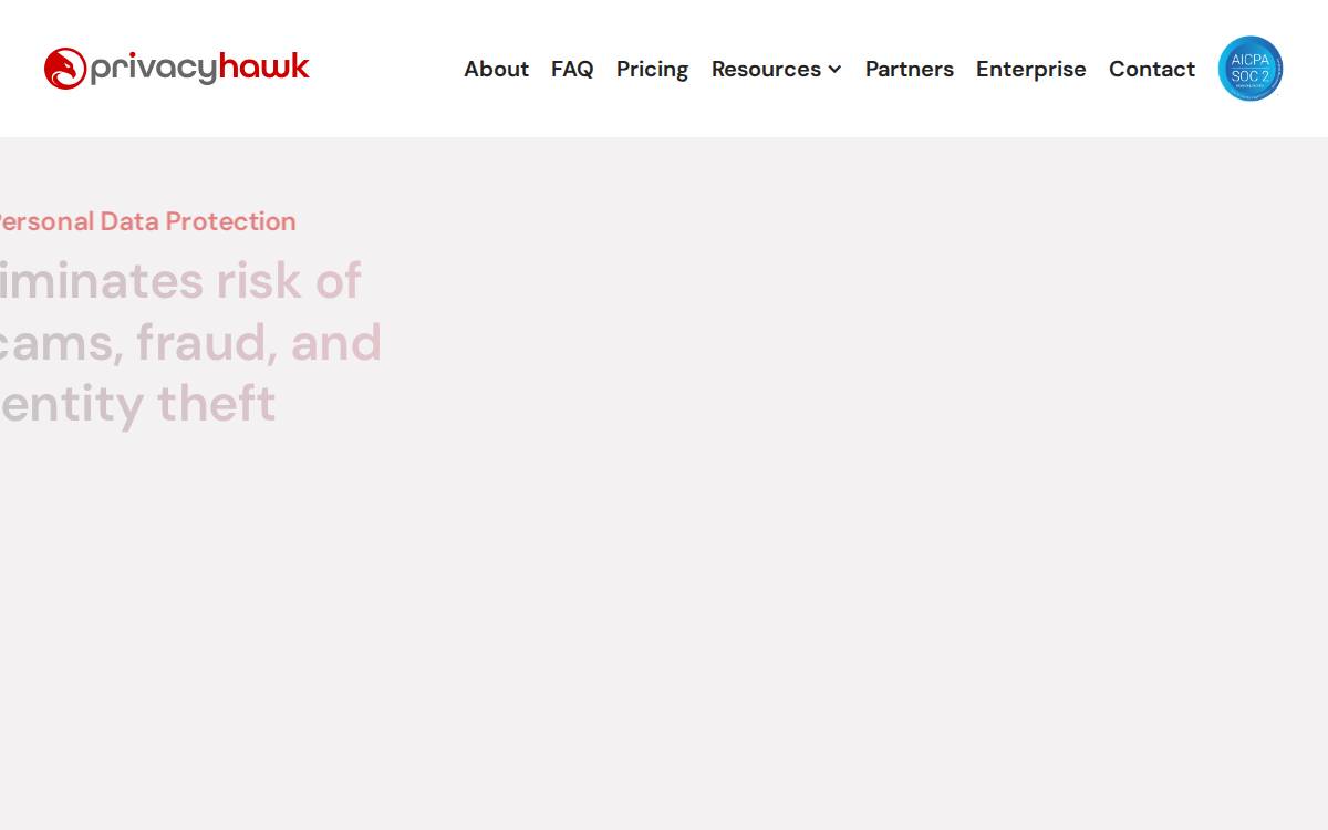 PrivacyHawk website preview