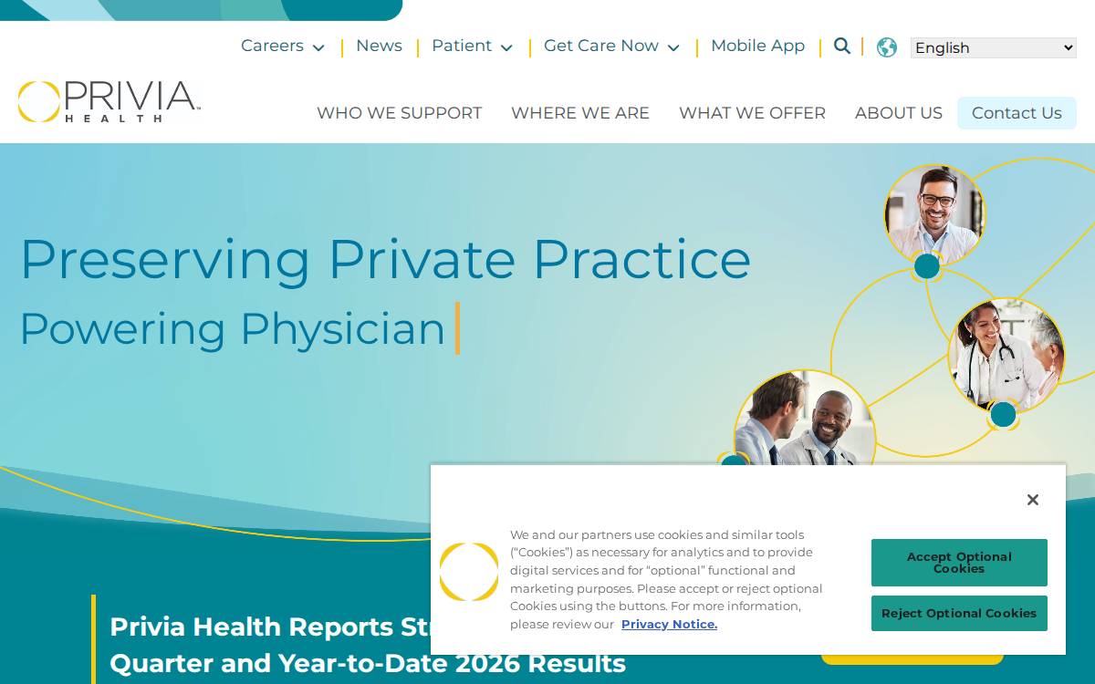 Priviahealth website preview