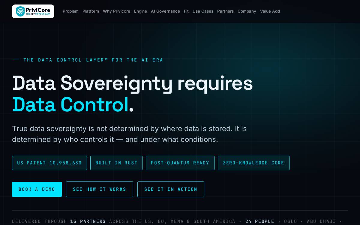PriviCore Venture Builder website preview