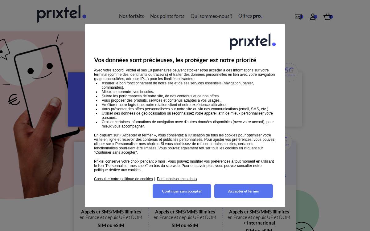 Prixtel website preview
