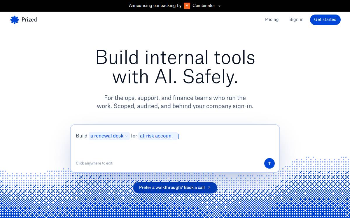 Prized website preview