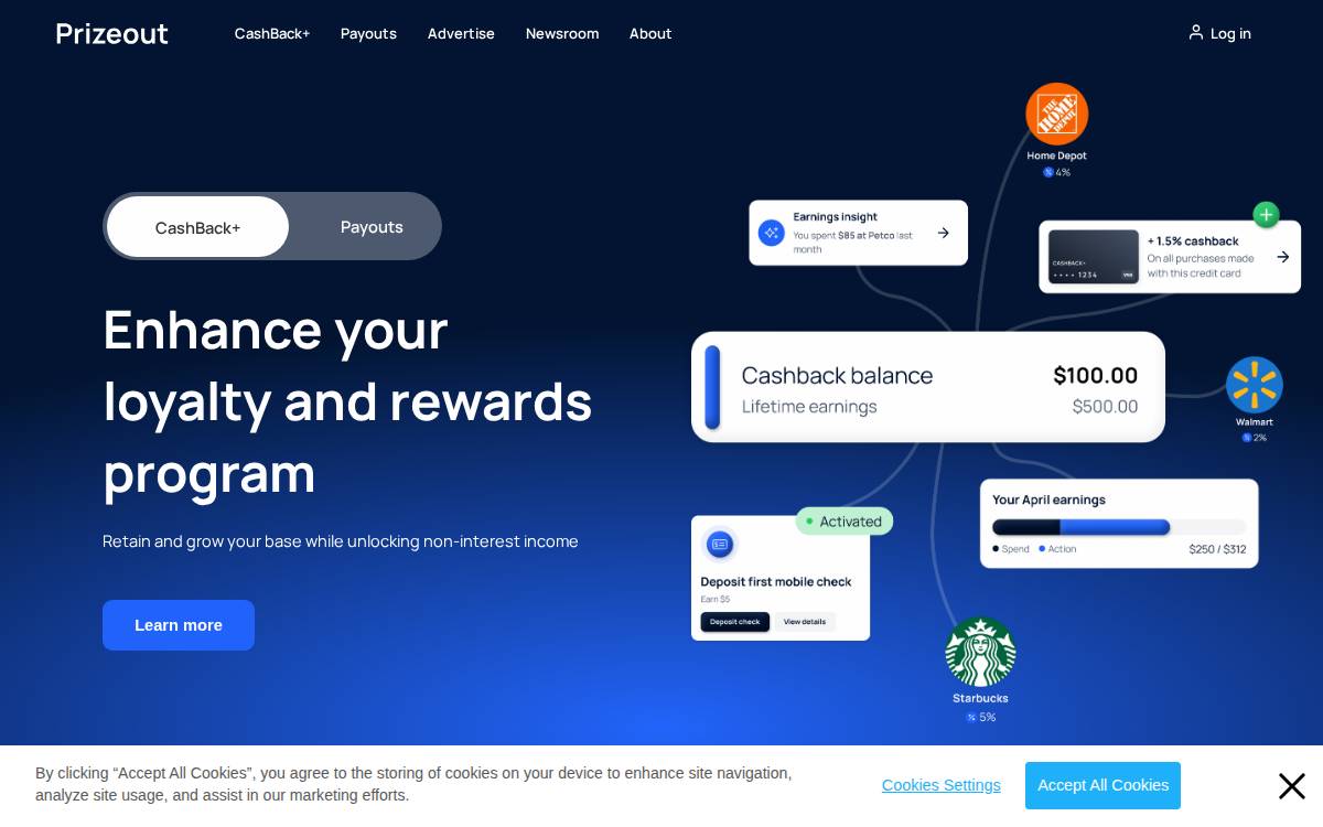 Prizeout website preview
