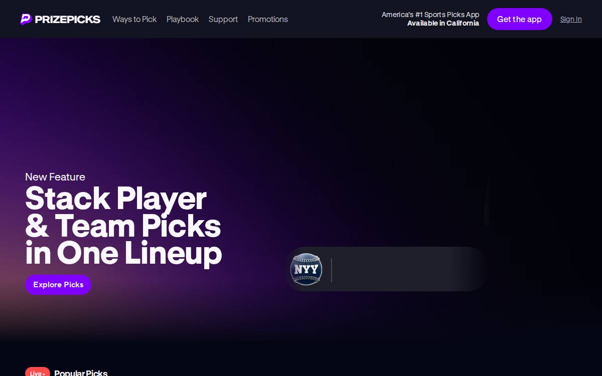 PrizePicks website preview