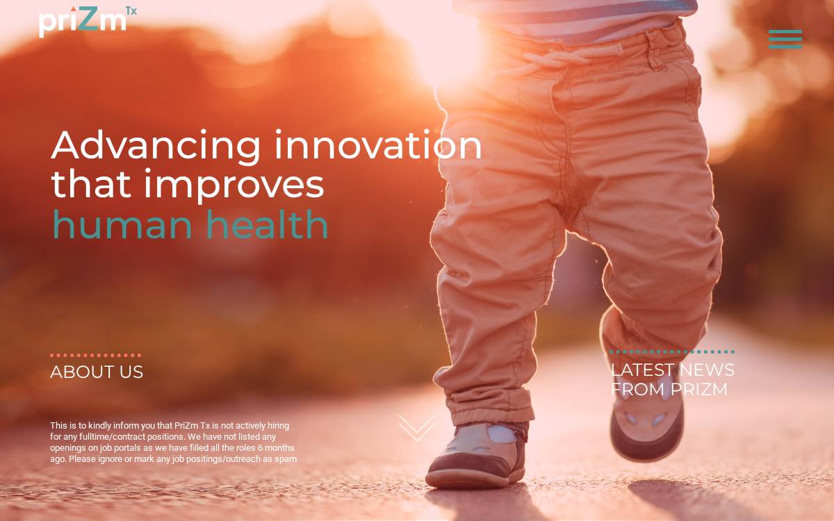 PriZm Therapeutics website preview