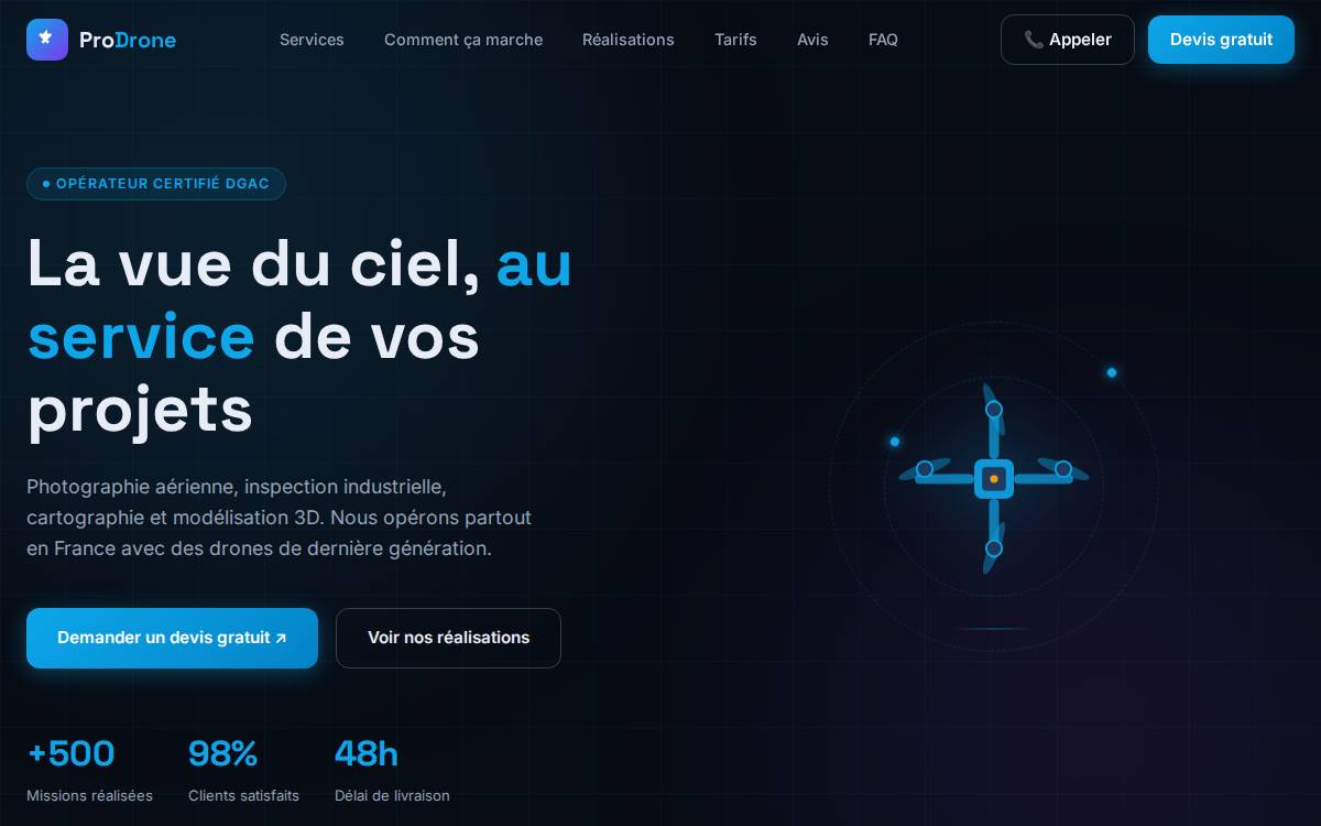 Pro Drone website preview