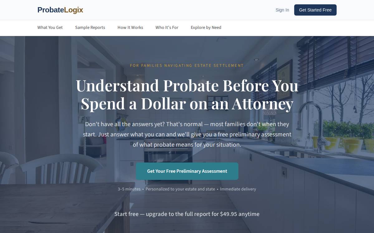 Probate Logix website preview