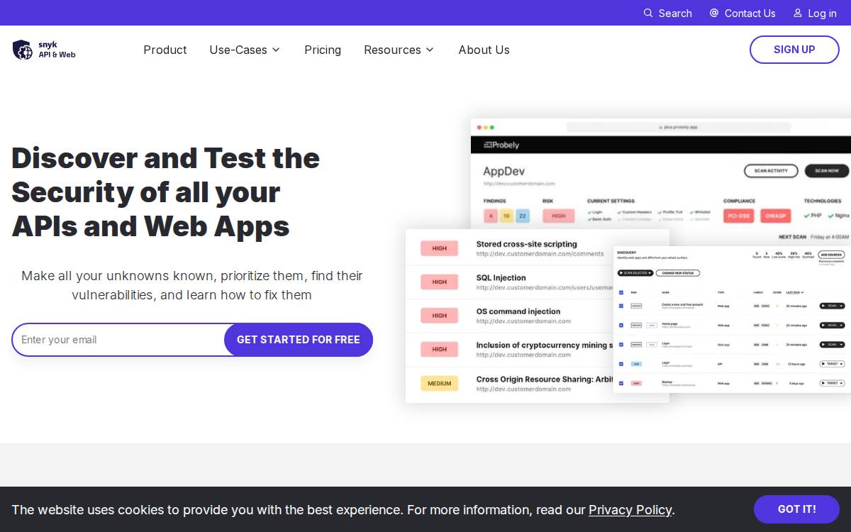 Probely website preview