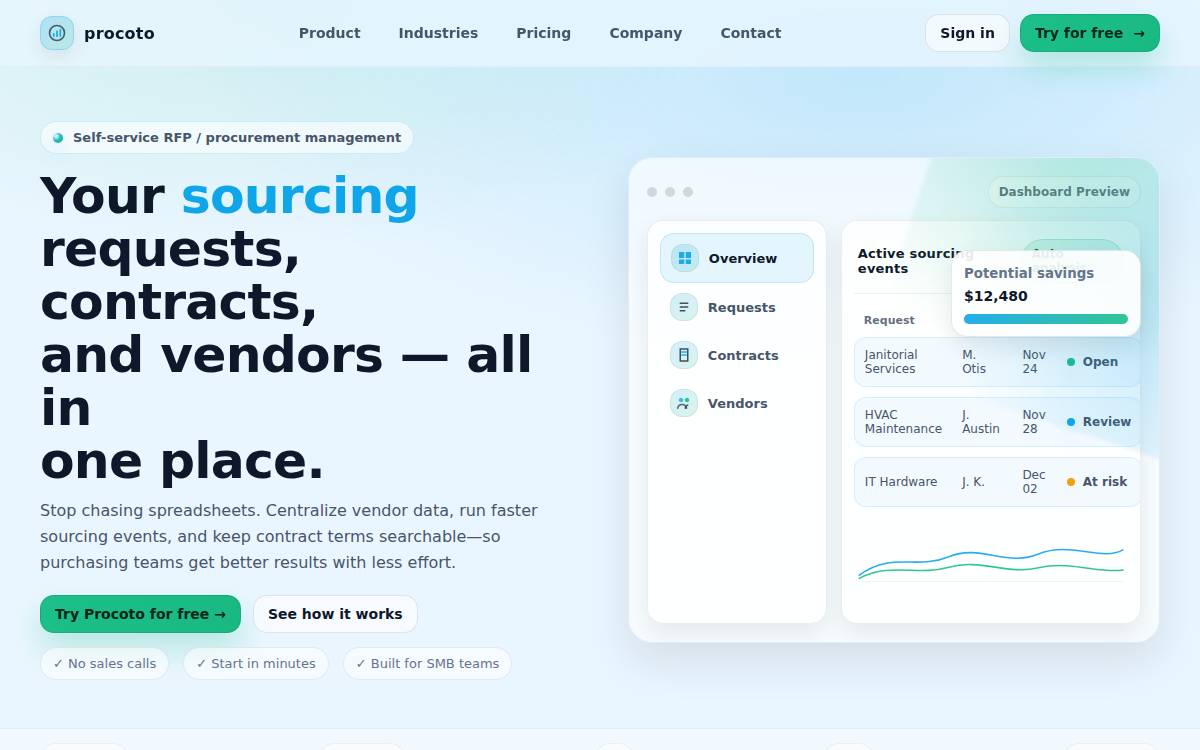Procoto website preview