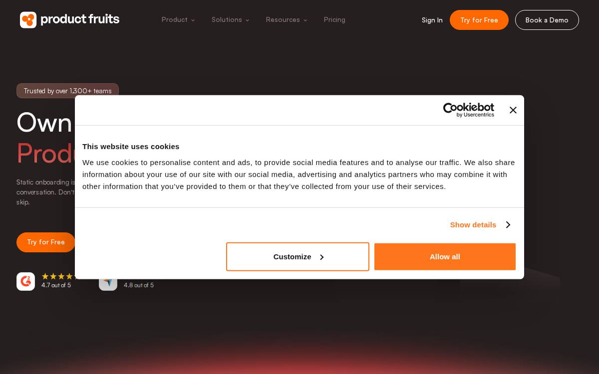 Product Fruits website preview