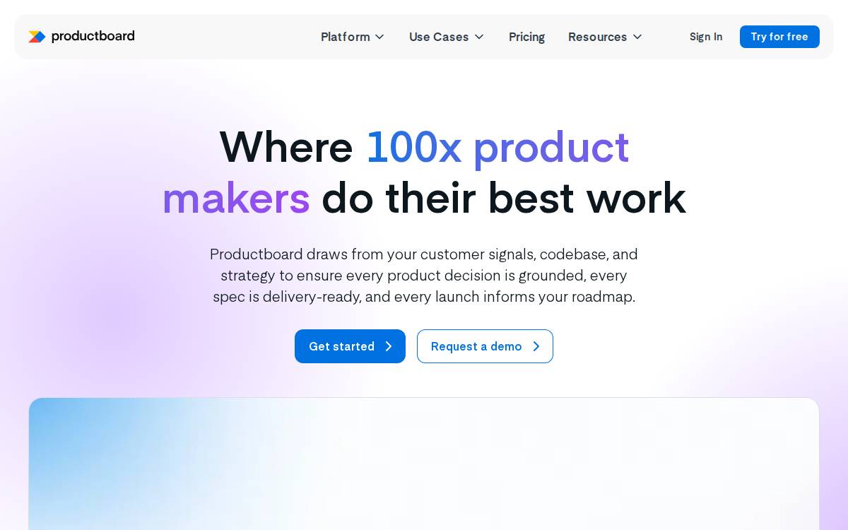 Productboard website preview