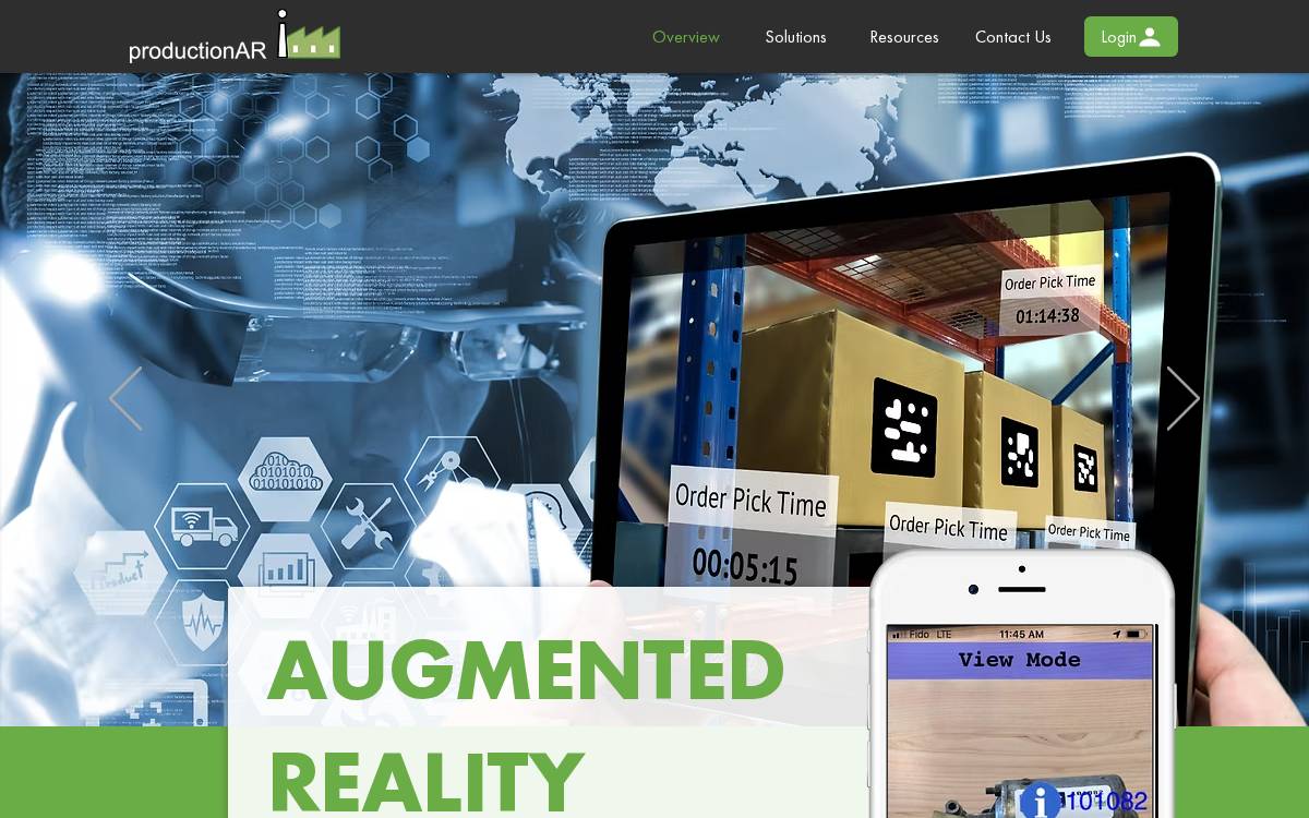 ProductionAR website preview