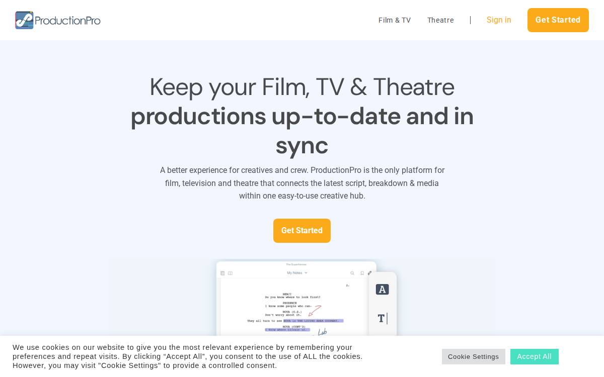 ProductionPro website preview