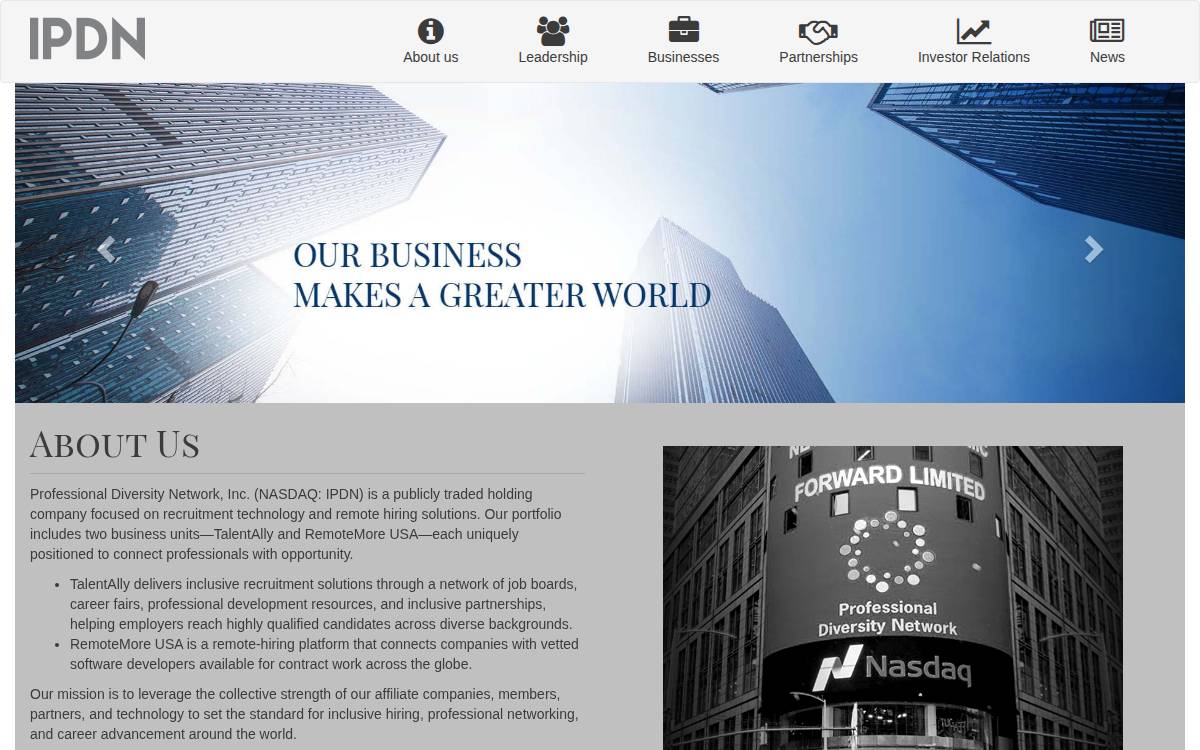 Professional Diversity Network website preview