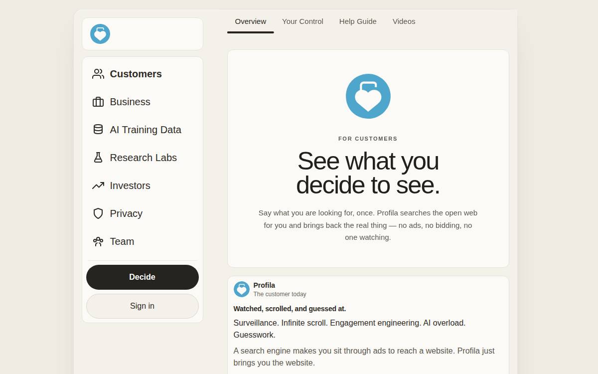Profila website preview