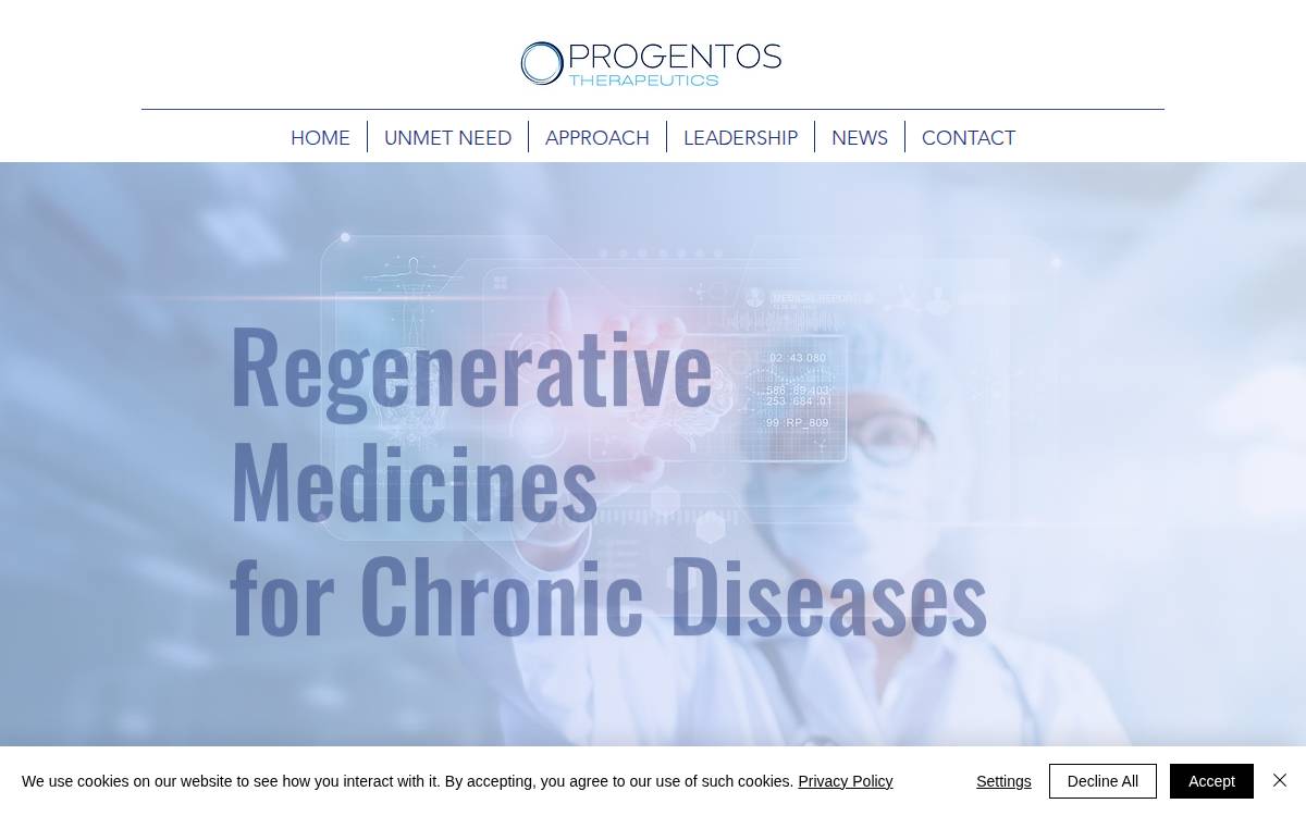Progentos Therapeutics website preview
