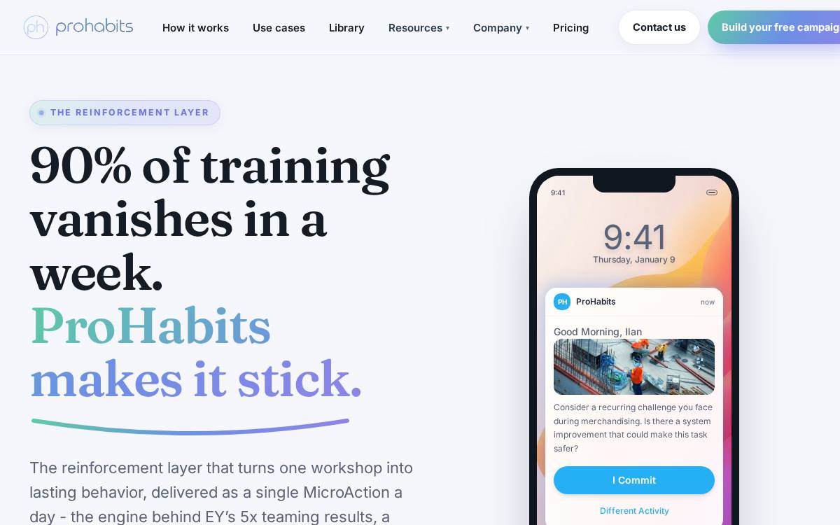 Prohabits website preview