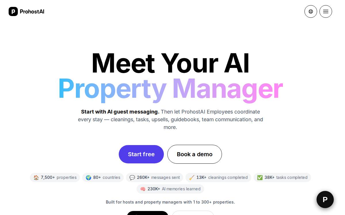 ProhostAI website preview