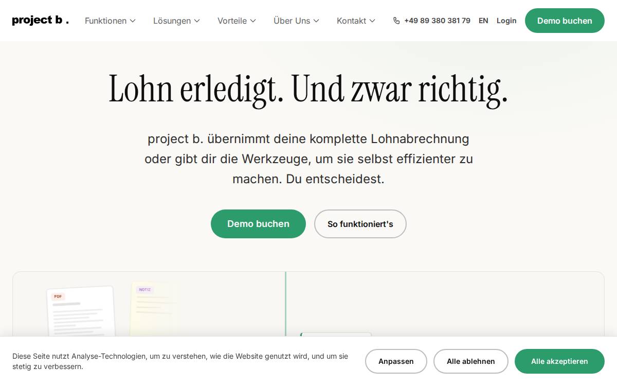 project b. website preview
