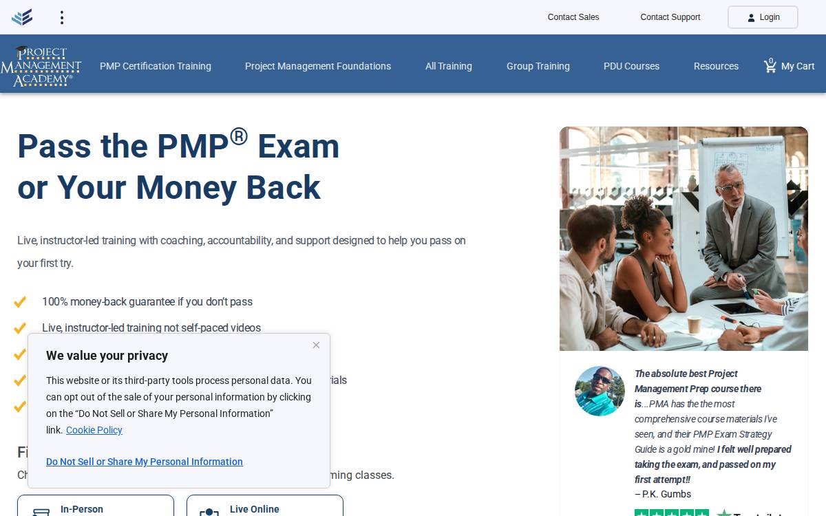 Project Management Academy website preview