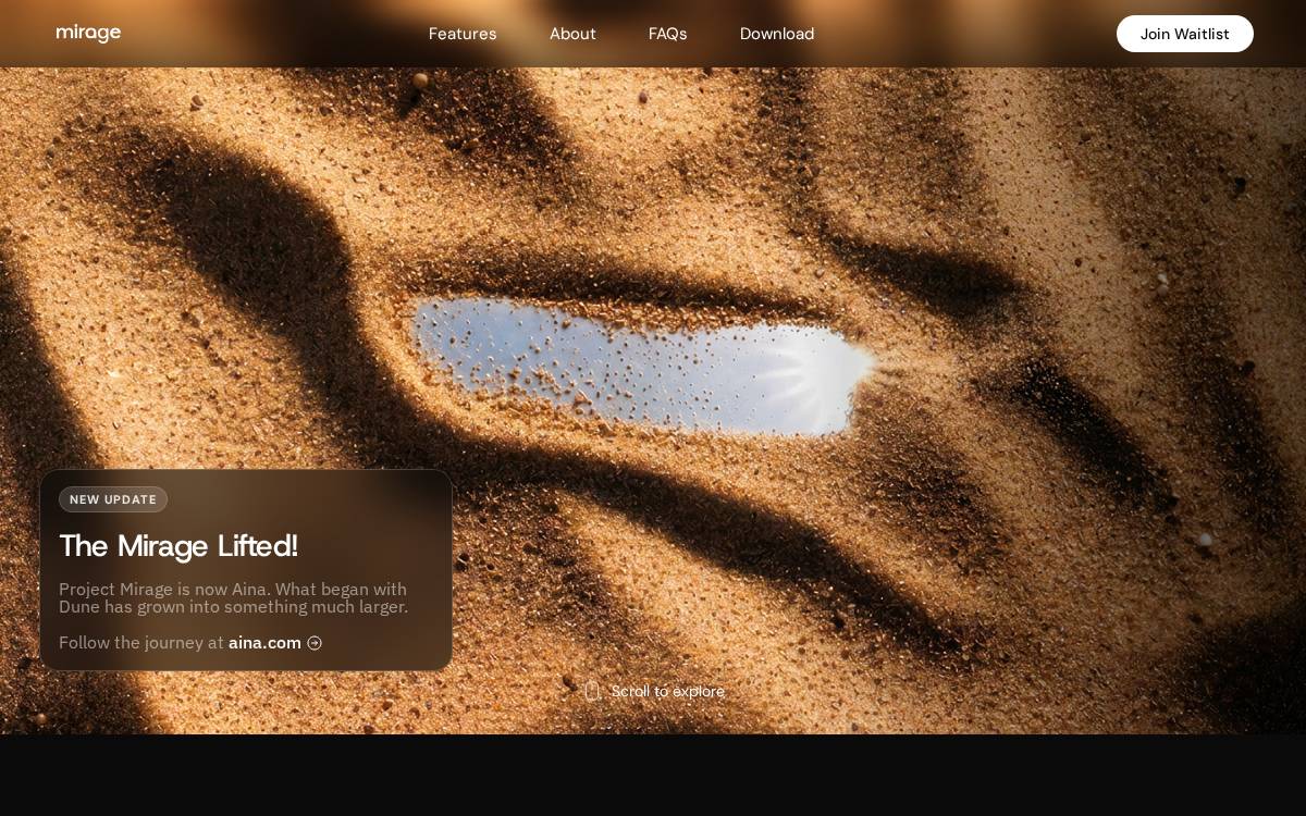 Projectmirage website preview