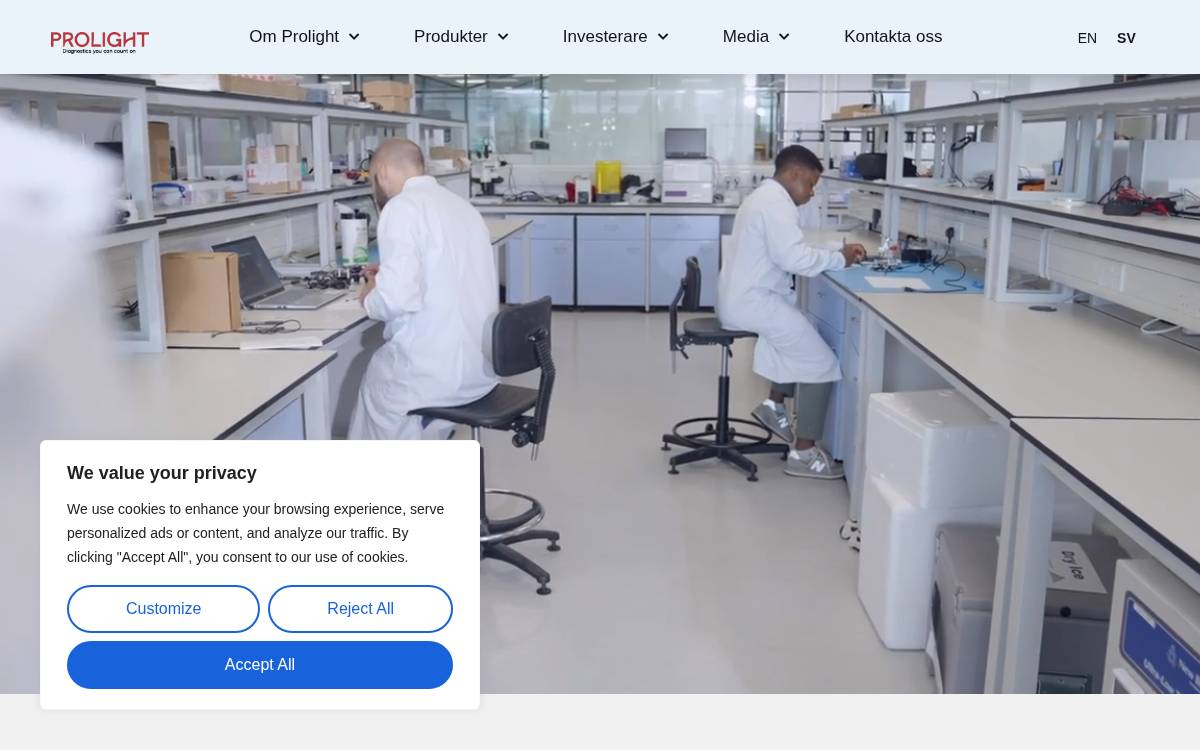Prolight Diagnostics website preview