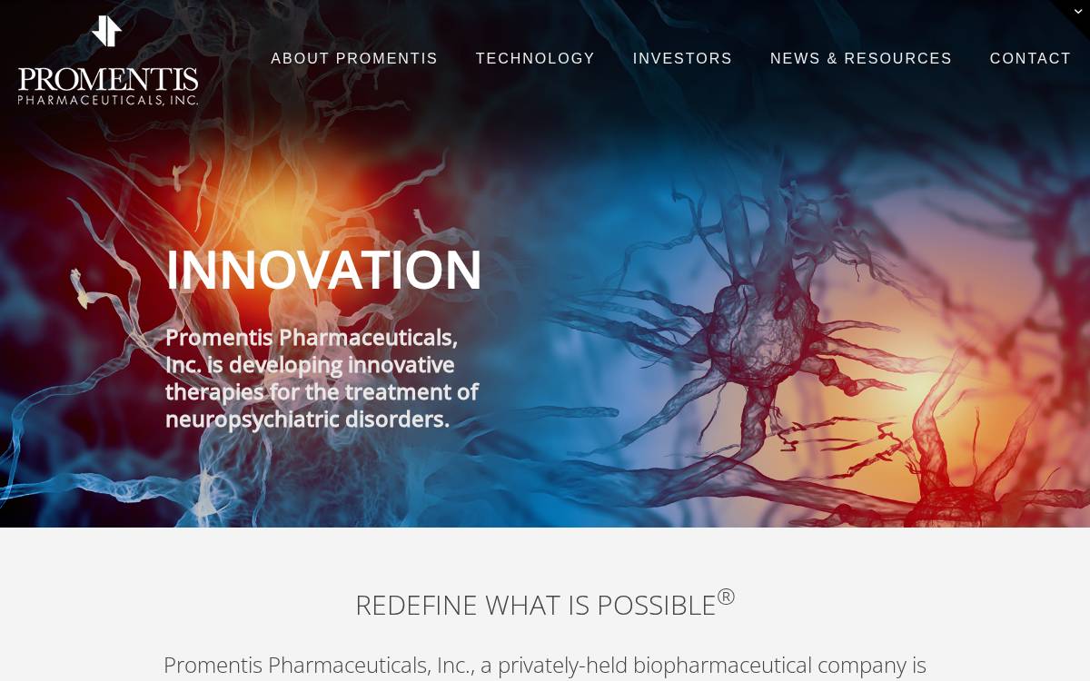 Promentis Pharmaceuticals website preview