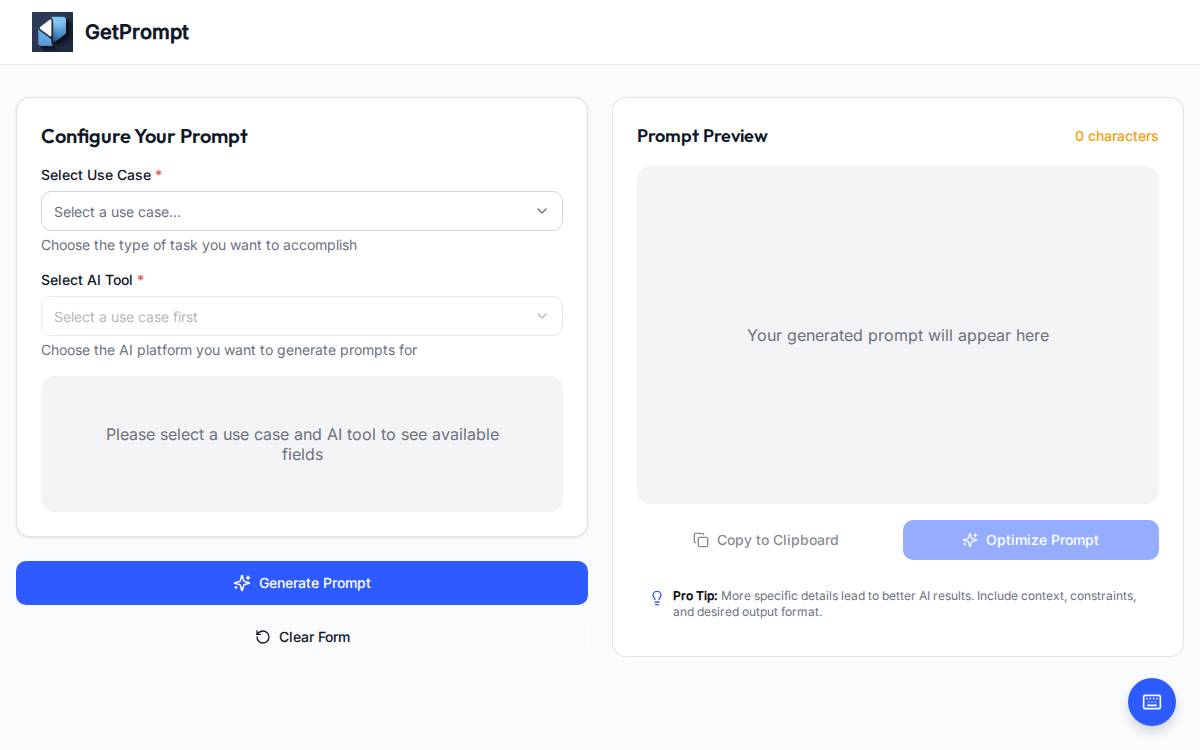 Prompt website preview