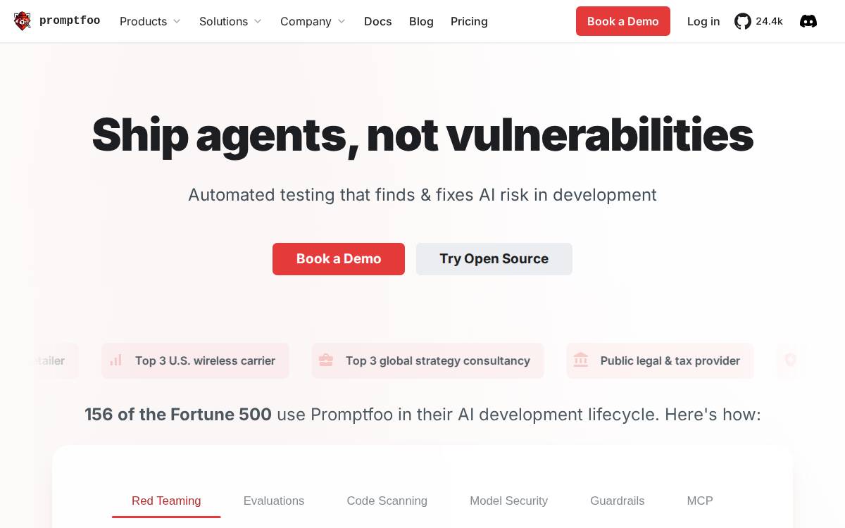 PromptFoo website preview