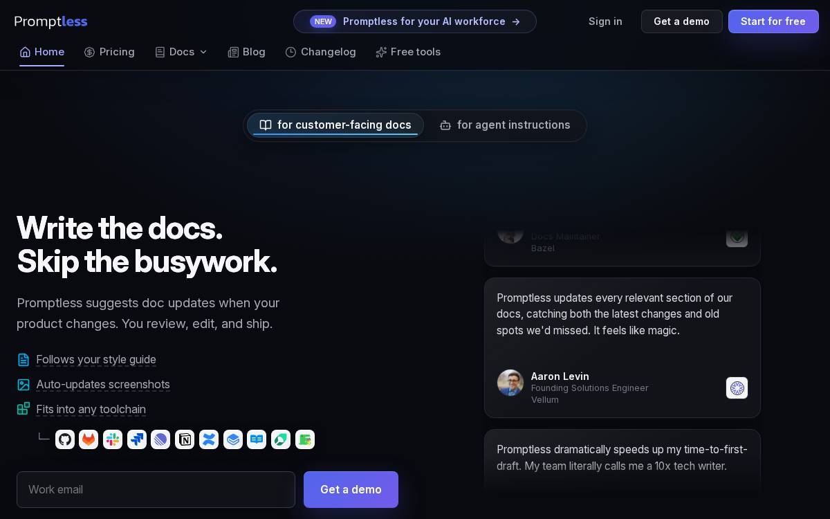 Promptless website preview
