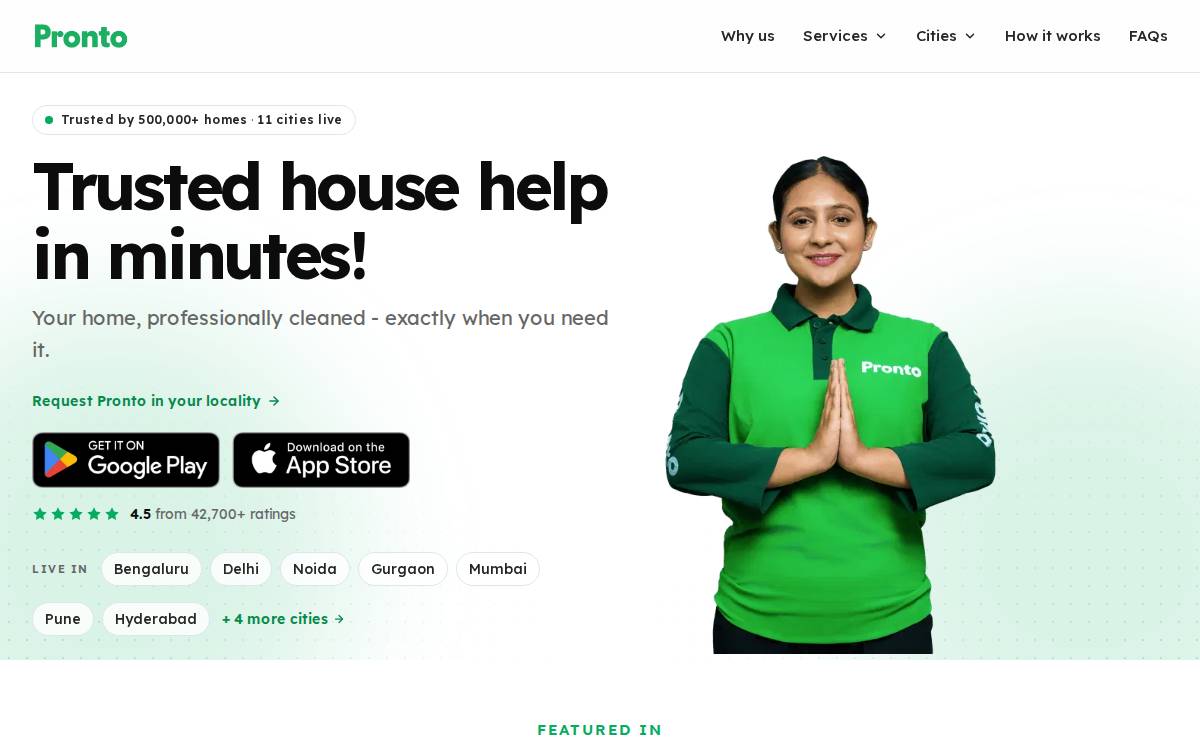 Pronto website preview