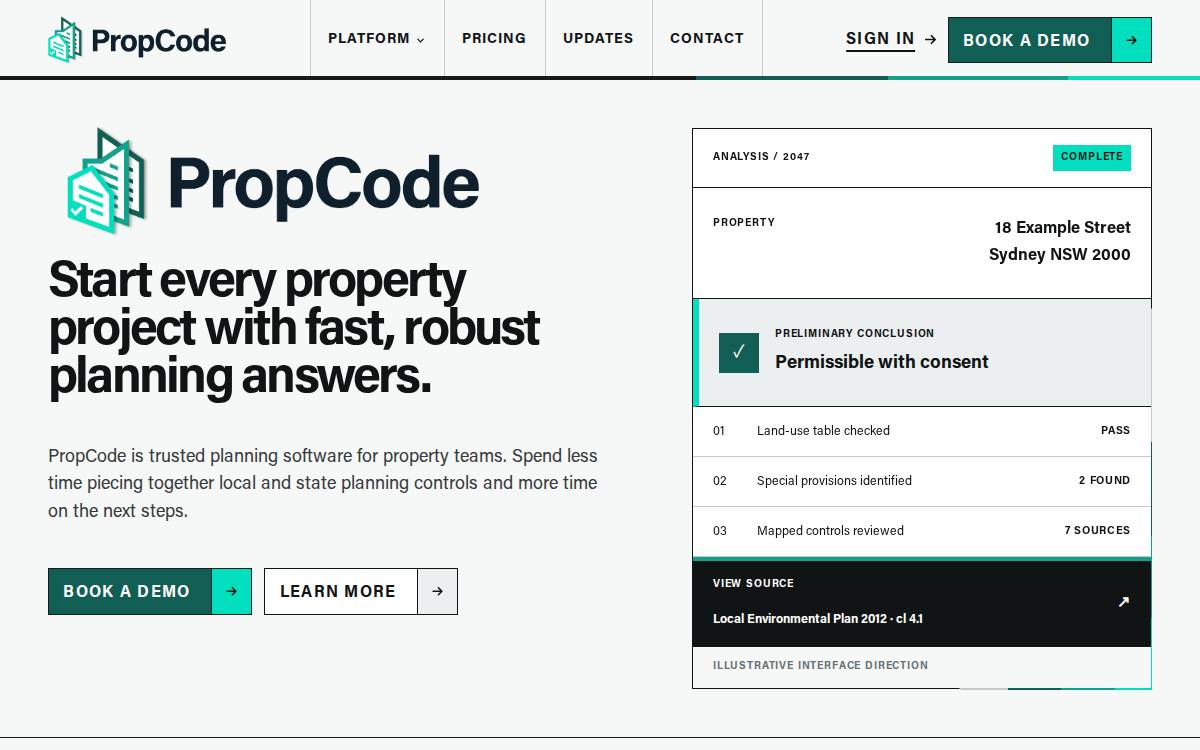 Propcode website preview