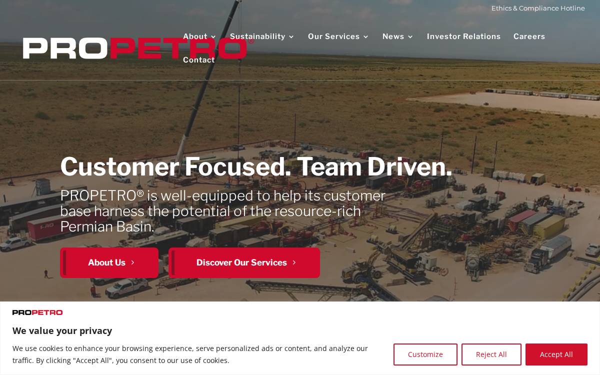 Propetro Services website preview