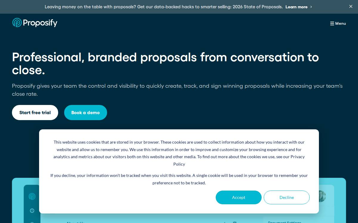 Proposify website preview